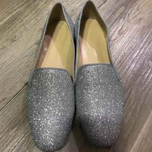 J. Crew glittery silver loafers sz 8.5